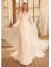 Long Sleeves Ivory Chiffon Corset Back Wedding Dress Long Sleeves Ivory Chiffon Corset Back Wedding Dress